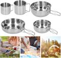 Set of 5 Outdoor Camping Stainless Steel Cookware - Pots, Pans, Glass Set & Gas Stove Pots. 