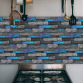 6Pcs 3D Self-Adhesive Wall Sticker 30x15cm Oil Proof Waterproof Brick Stone Imitation Brick Tile Stone Particle Wallpaper Decals. 