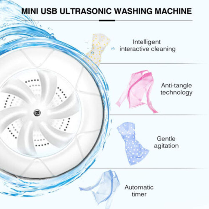 Mini Personal Rotary Washing Machine, Portable Ultrasonic Turbine Technology, USB Washing Machine Personal Laundry Washer Travel Accessories