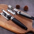 Kitchen Knife Sharpener Manual Knife Sharpener Stainless Steel Knives Sharpening Tool with Handle and Wheel Silver. 