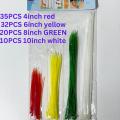 MIX Cable Tie RED/ YELLOW/WHITE/GREEN Color Self-locking Plastic Wire Zip Tie. 