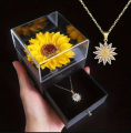 Artificial Sunflower Gift Box with Necklace Best wishes Box For Women Daughter Girlfriend Wife Mom Sisters Necklace with Gift Box for Mother's Day Birthday Wedding Gift. 
