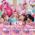 Cartoon Little Pony Birthday Party Decoration Plates Cup Pink Pony Latex Balloon Tablecloth Baby Shower Kid Girls Party Supplies. 