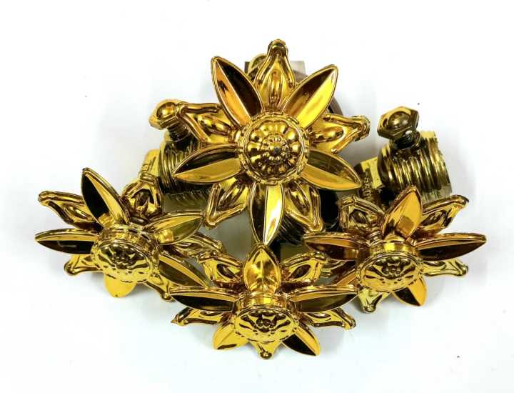 CURTAIN ROD ENDS FLOWER SHAPE ,PACK OF 4,F09-25MM ROD END FLOWER IN GOLDEN COLOUR
