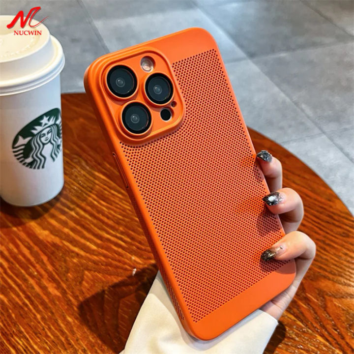 Luxury heat radiation ultra thin PC case for iPhone 11 12 13 14 15 Pro Max 7 8 plus XR XS Max 7 8 Se 2 3 glass lens flim cover