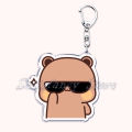 Bubu Dudu Cartoon White and Grey Couple Bears Keychains Ring for Accessories Bag Pendant Key Chain Jewelry Fans Lovers Gifts. 