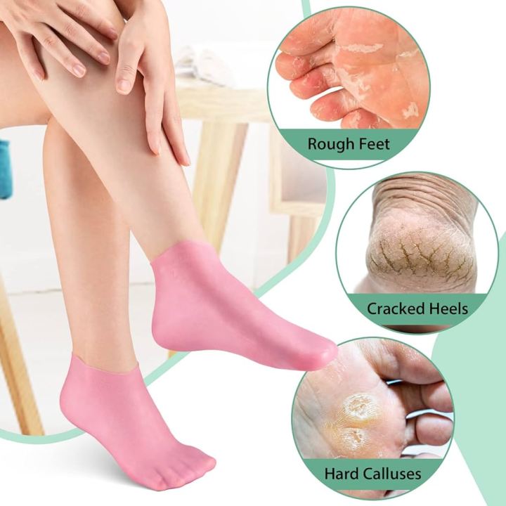 1 Pair Silicone Moisturizing Gel Heel Socks Exfoliating And Preventing Dryness Foot Skin Rejuvenation Foot Care Elastic Sock Eatop