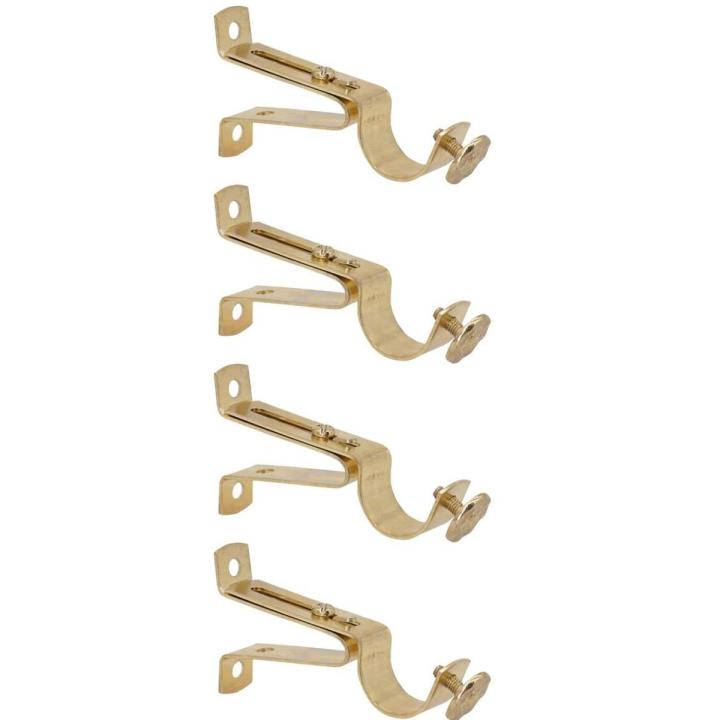 Pack OF 4 Adjustable Metal Curtain Holder Bracket for 3/4" Rod pole Golden and Silver Finish Heavy Duty
