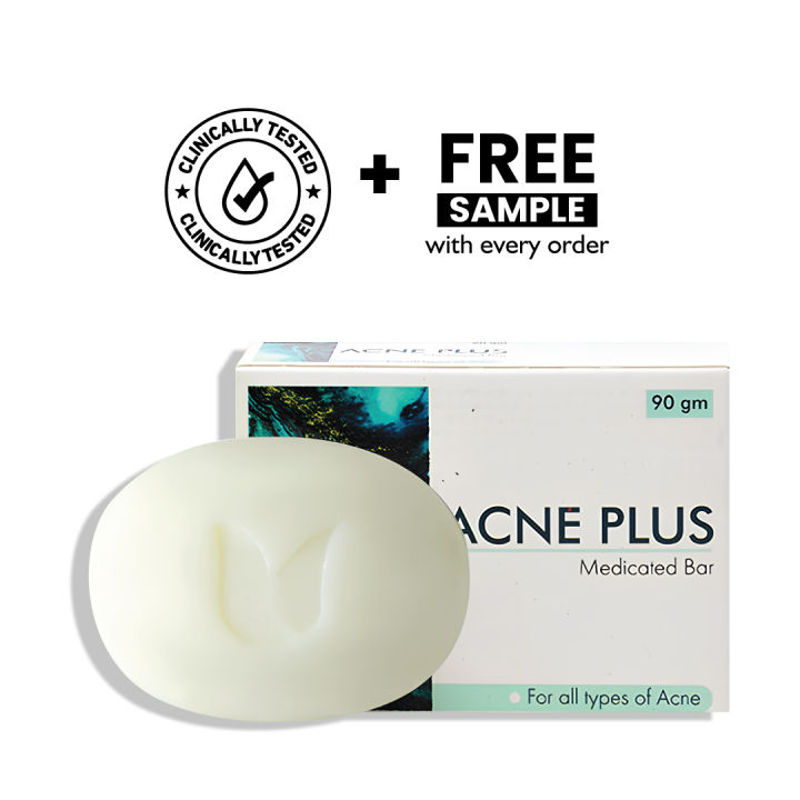Wisdom Therapeutics Acne Plus Bar with Thymo-T formula to reduce pimples l Suitable for All Skin Types l Medicated Soap l 90gm