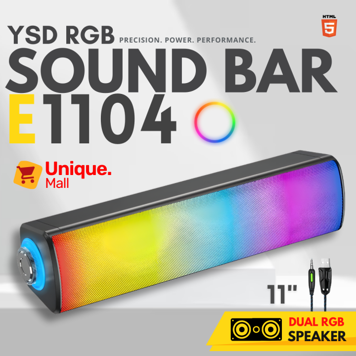 RGB Gaming Soundbar | Cinematic 3D Surround Sound & Deep Bass Wired ...