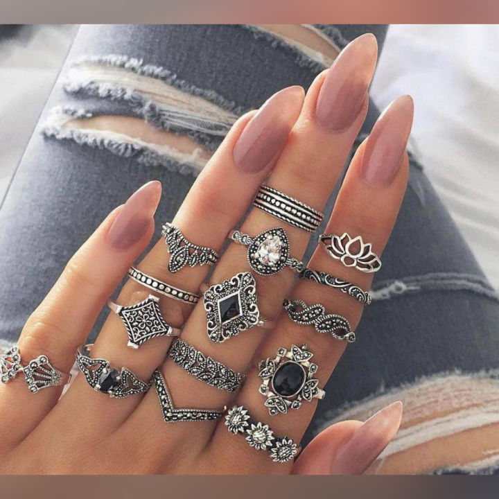 Bohemian Retro Midi Rings - 15 Pieces Set, Rings for girls , Rings for women, Stylish rings
