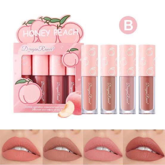 Pack of 4 Honey Peach Lipgloss Lip Stick Set (B) - Dragon Ranee
