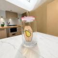 Premium Quality Transparent 540 ml Reusable Printed Glass Tumbler with Lid And Glass Straw, Glass Sipper with Glass Lid and Glass Straw, Glass Cup, Cute Glass Tumbler for juice, iced, bubble & pearl tea, coffee, cold coffee, smoothie, milk & other drinks. 