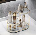 Iron Storage Rack Makeup Organizer Storage Holders Round 3 Layer Shelf Decorative Tray Perfume Organizer. 