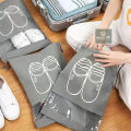 [PACK OF 3 ] New Dustproof Rope Shoe Organizer Travel Shoe Storage Bag with clear window Package Luggage non-woven with PVC Bag | 1 Pair Non Woven Shoe Organizer bag | 3 pcs (Random color) - Orchids Store PK.. 