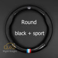 carbon fiber leather steering wheel cover Carbon fiber leather steering wheel cover Honda CITY JAZZ CIVIC HRV CRV BRV Accord（model：Round black）. 