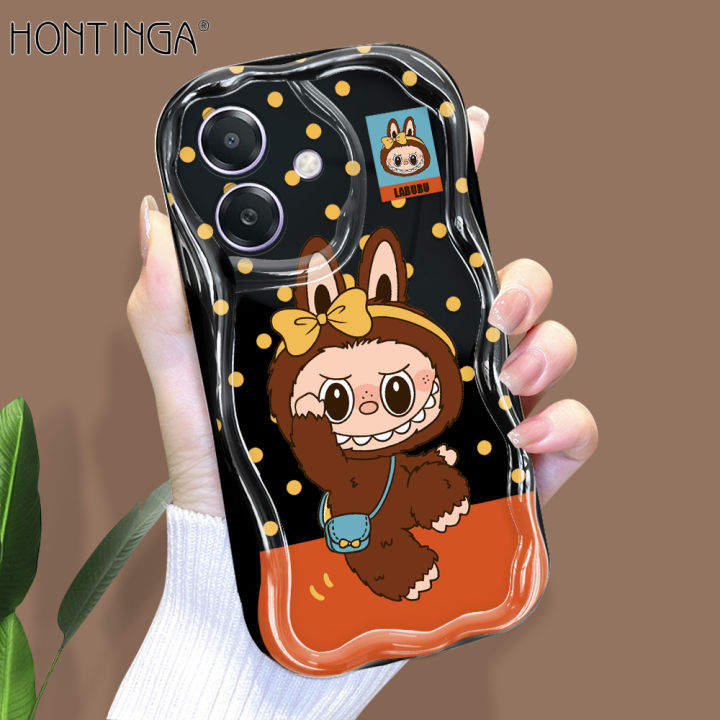 Hontinga for OPPO A3x Back Cover Cute Labubu Phone Case Texture Wavy Edge Soft Mobile Cover