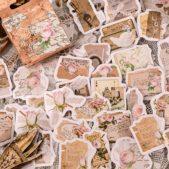 60 Stickers Vintage Rétro - Autocollants Vinyle Pour Scrapbooking, Décoration Journal, Laptop, Cadeau Créatif - 7