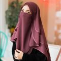 beautiful instant double loops hijab scarf with naqab for girls & womens. 