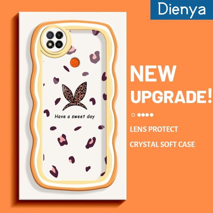 dienya For Xiaomi Redmi 9C NFC Redmi 8 9A 10C Case Cartoon Cute Rabbit Ears Colorful Lovely Cream Wave Border Soft Clear Shockproof Phone Cases Creative Transparent Silicone Cover