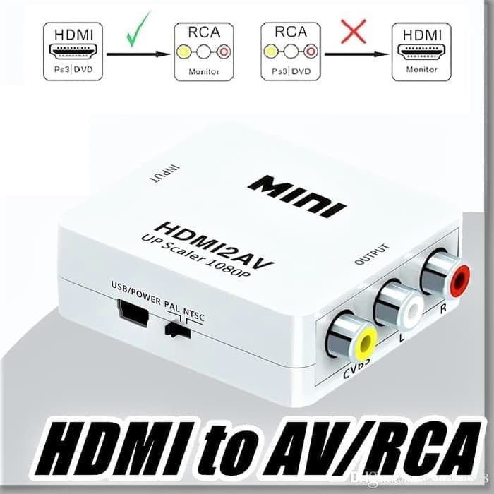 HDMI To Audio Video RCA AV/CVBS Adapter HD 1080P Mini HDMI 2AV Video Converter BOX For PS3 VCR DVD PC