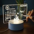 Acrylic DIY Desktop Lamp USB Calendar Board Message Board Light Rewritable Lightweight Multifunctional With Pen Home Accessories 1Pcs. 