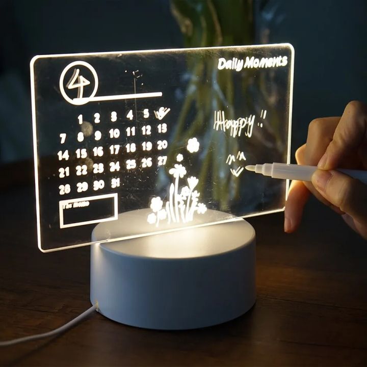 Acrylic%20DIY%20Desktop%20Lamp%20USB%20Calendar%20Board%20Message%20Board%20Light%20Rewritable%20Lightweight%20Multifunctional%20With%20Pen%20Home%20Accessories%201Pcs%20-%20Image%203