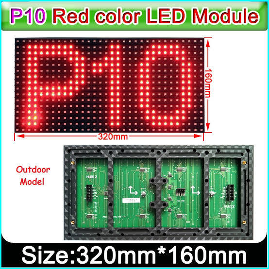 .P10 display is a led matrix display which can easily control by using arduino nano or arduino uno or by just using a p10 driver card