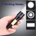Zoomable Mini Led Flash Light Aluminum Pen Torch Emergency Penlight Cob Flashlight. 