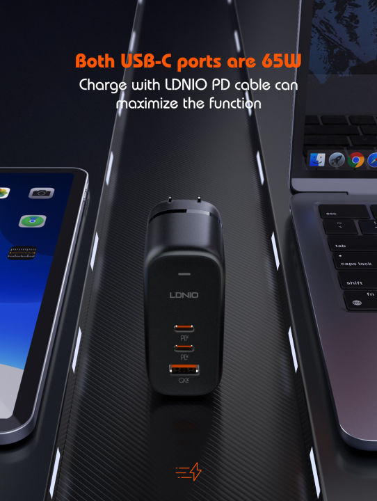 Ldnio%20Q366%2065W%20GaN%20Super%20Fast%20Charger%20EU%20Plug%20With%20Type-C%20To%20Type-C%20Cable%20-%20Image%202