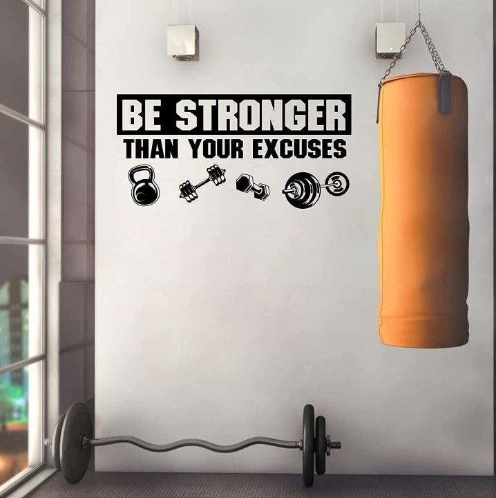 WallsArt Store Be Stronger Than Your Excuses Sticker, Gym Wall Decal Exercise Wall Sticker, Fitness Wall Decor for Gym, Inspirational Wall Quotes Sticker