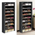 9 Tier Dust Proof Shoe Rack with Nonwoven Fabric  and Metal Frame. 