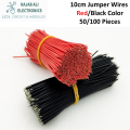 100 Pieces 10cm Tinned Copper Red/black Wire for LED strip power extension Electronic Jumper wires Led Buld Repairing. 