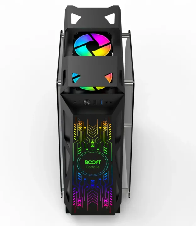 Godzilla%20RGB%20LIGHTS%20GAMING%20PC%20Case%20WITH%20Right/Left%20Panel:%20Grey%20Tempered%20Glass%20-%20Image%203