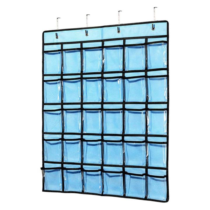 Pocket Chart for Calculator Holder, 30 Pocket Charts for Classroom 33.5 x 24.5 Inch Hang Cell Phone Organizer