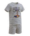 Minichunkies Kids Boys Summer Suit - Melting Gamer Controller Striped T-Shirt & Navy Shorts 2 Piece Set - Breathable Cotton Outfit. 