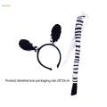 Zebra Ears and Long Tail Set Costume Accessories Kids Animal Headband for Halloween Themed Party. 
