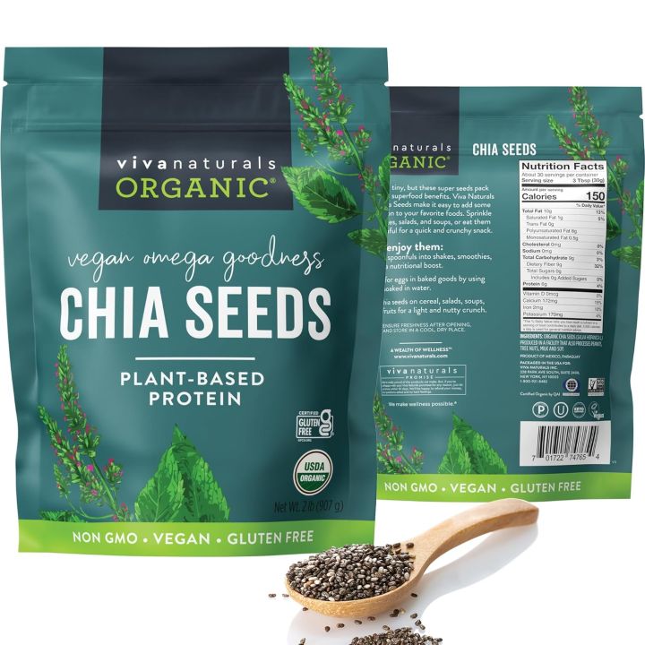 Chia Seeds Organic Perfect for Smoothies, Salads and Chia Seed Pudding, Black Chia Seeds Bulk 600gm,