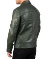 Olive Green Leather Jacket For Men , Military Style Unique Leather Jacket For Men , A Beautiful Gift For Him.. 