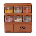 PrettyNeat Storage Box Condiments & Spice Rack with 6 Spice Jars and Spoons - 500ml | High-Quality Material in Beautiful and Elegant Style.. 