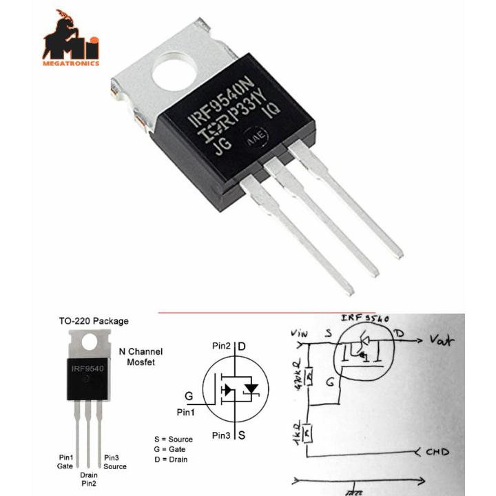 1pcs%20IRF9540%20P-CHANNEL%20MOSFET%20100V%2023A%20transistor%20TO-220%20power%20MOSFET%20-%20Image%202