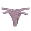 y Thongs Breathable Cross Strap Letter Panties. 
