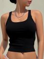 New SOLID RIBBED KNIT CROP CAMI TOP. 