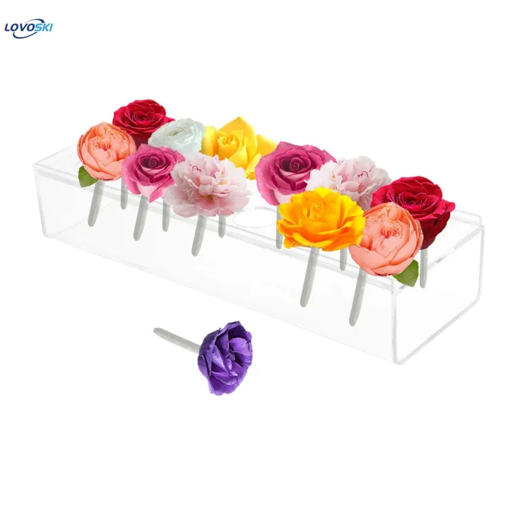 Acrylic%20Flower%20Vase%20Clear%20Vase%20Rectangular%20Low%20Flowers%20Container%20Modern%20Vase%20for%20Table%20Vase%20for%20Dining%20Table%20Office%20Decoration%20,%2012%20Holes%20-%20Image%203