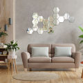 Gift City Presents Silver Acrylic Hexagon Mirror Wall Sticker Sets, 3D Wall Stickers, DIY Geometric Removable Acrylik Mirror Wall Decal, Personalized Art Hexagonal Mirror for Home Living Room Bedroom Decoration. 