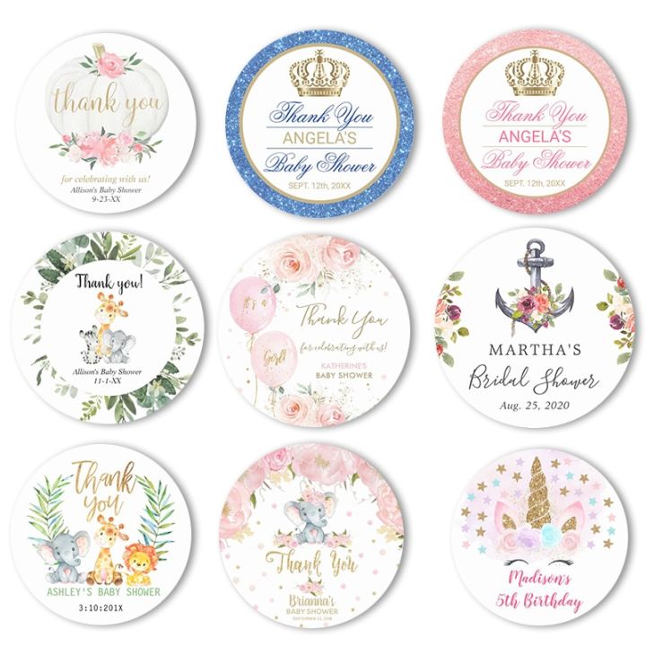 Personalized%20Baby%20Shower%20Thank%20You%20Favor%20Stickers,1.5~3%20Inch%20Waterproof%20Round%20Sticker,%20Labels%20for%20Children's%20Birthday%20Party%20-%20Image%203