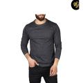Charcoal Plain Cotton Full Sleeves T Shirt For Unisex. 