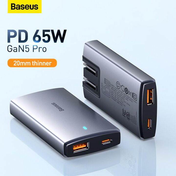 Baseus 65W USB C Charger, GaN5 2-Port Ultra-Slim USB Wall Charger