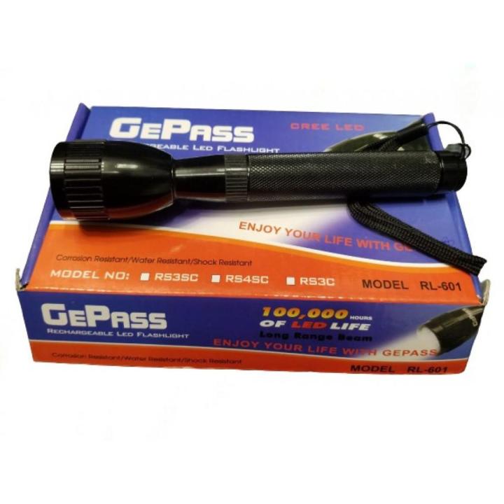 RL-601 Gepass Rechargeable LED Flashlight, Long Range Beam, CREE LED 100,000 Hours  of LED Life, Outdoor LED Flashlight Camping Torch Lamp with Recharbeable Cell & Charger