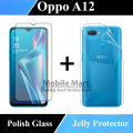 Oppo A12 Tempered Glass Polish Screen Protector + Back Jelly Protector Clear Soft Film Protection Hydrogel For A12. 
